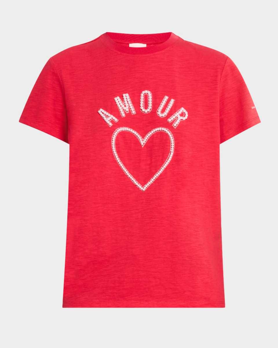 Pearl-Embellished Amour Crewneck Tee